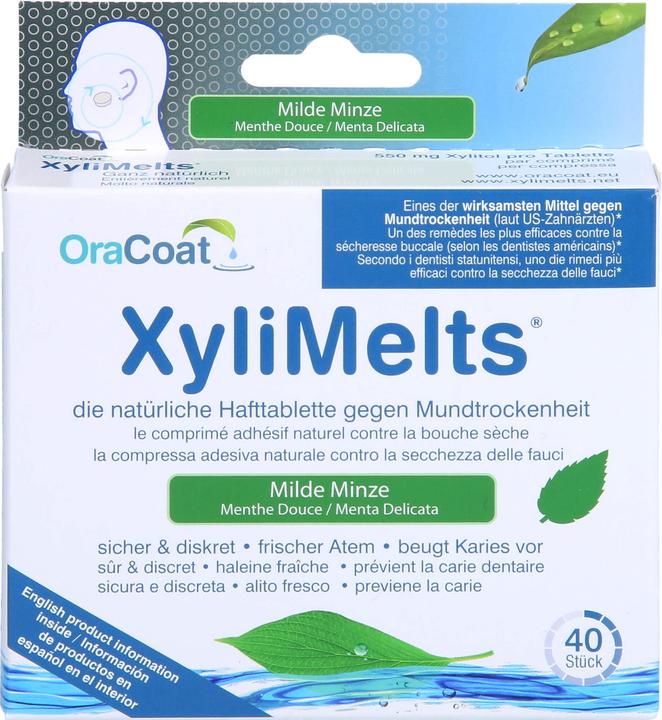 Immagine prodotto Xylimelts Hafttabletten gegen Mundtrockenheit milde Minze (40 x, 270 ml, 59 g)