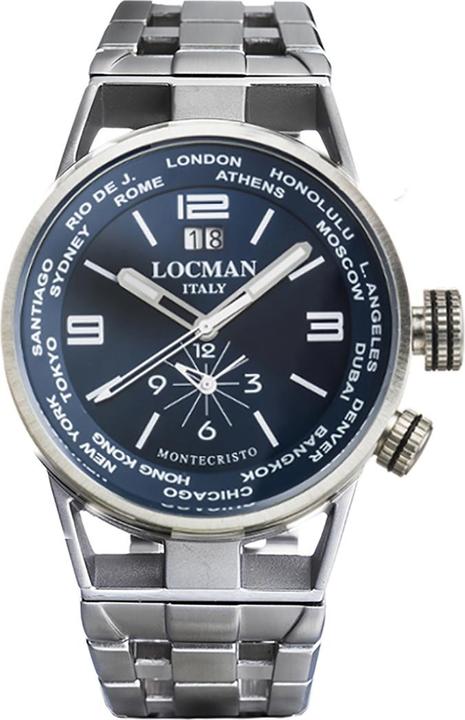 Immagine prodotto Locman Italia Orologio da uomo Montecristo World Dual Time blu 44 mm Ref. 0508A (Orologio da polso analogico, 44 mm)