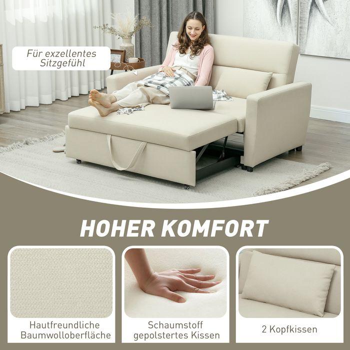 Produktbild Swisshandel24 Schlafsofa, 2-Sitzer Sofa mit Schlaffunktion, Verstellbare Rückenlehne, Beige