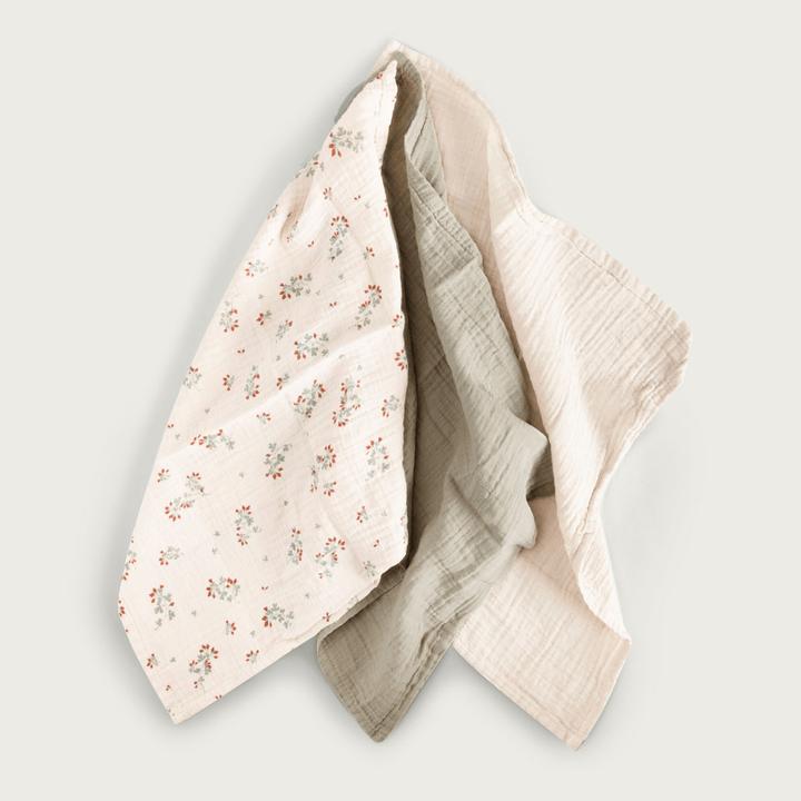 Actual product image Garbo & Friends 3 Pack muslin muslin cloths Clover (40 cm, 40 cm)