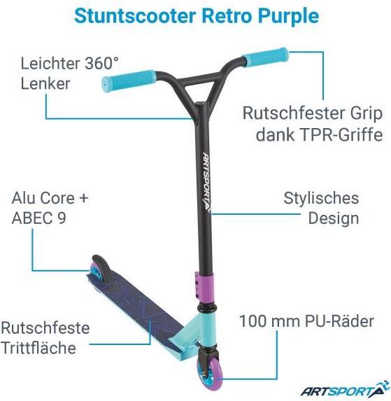 Image du produit Juskys Stunt Scooter avec direction à 360