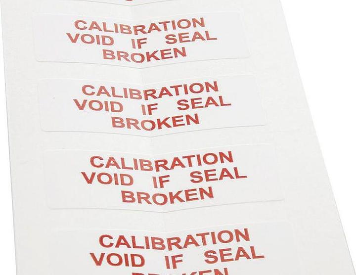 Actual product image Rs Pro SAV label 'CALIBRATION.BROKEN',38x12.7mm