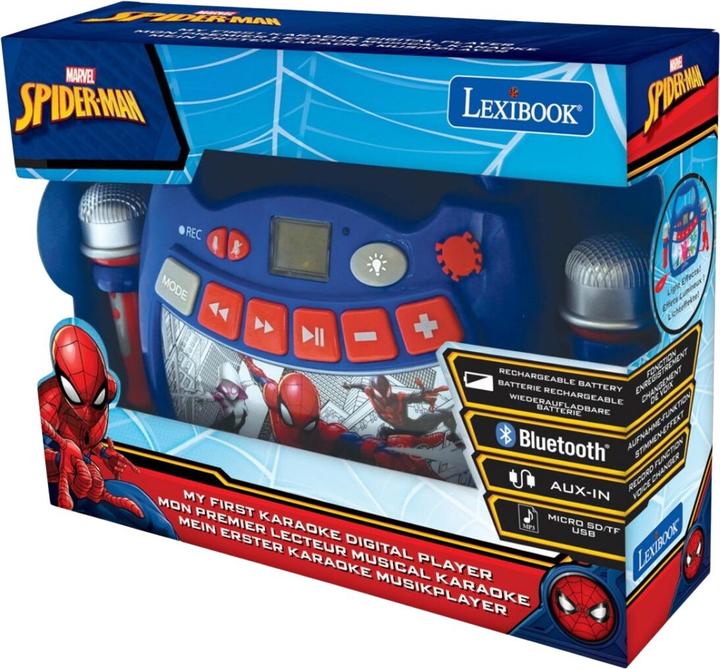 Produktbild Lexibook MP320SPZ Spider-Man-Tragbarer digitaler Karaoke-Player für Kinder-Mikrofone, Lichteffekte