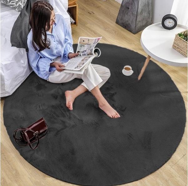 Actual product image Strado Round Rug Rabbit 100x100 DeepGrey (grey) universal (Ø 100 cm)