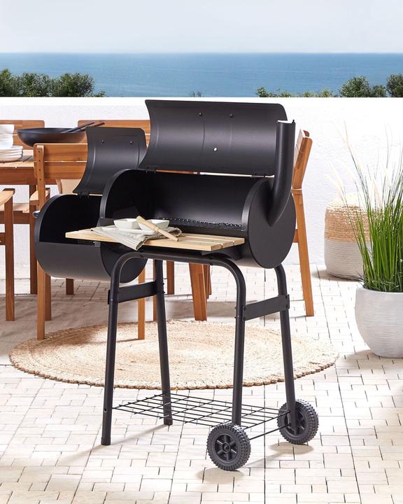 Actual product image Beliani Charcoal grill with smokehouse black rollable SATAH (31 cm)
