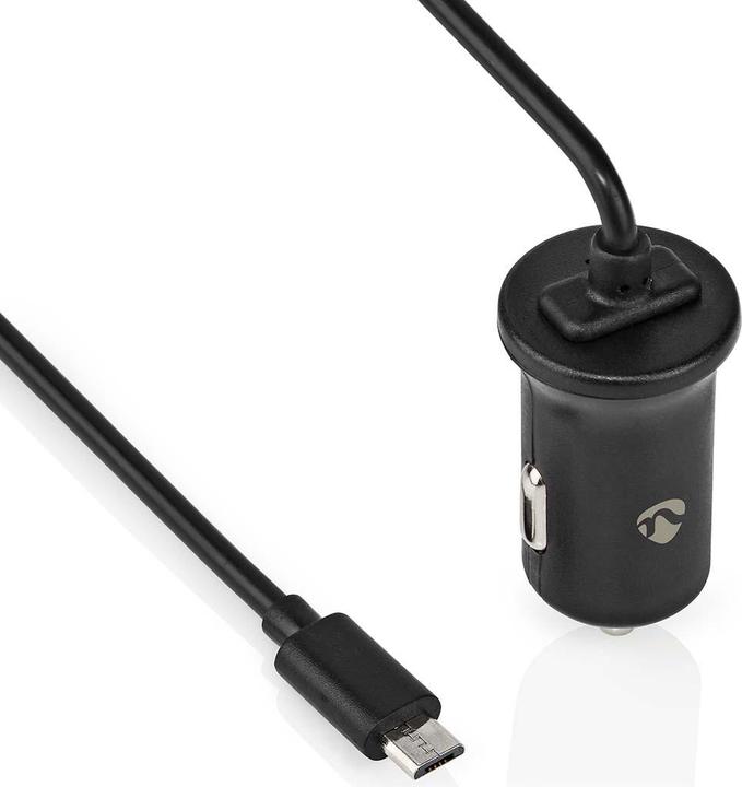 Actual product image Nedis CCHAM240ABK Car Charger 2.4 A Fixed Cable Micro-USB Black