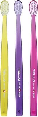 Image du produit Tello 6240 Adult Ultra Soft Swiss Toothbrush for Gentle Cleaning with Ergonomic Handle Assorted Colors 3 C