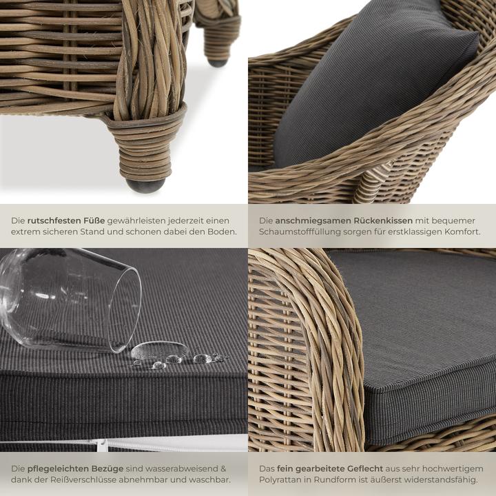 Actual product image tectake 2 Garden chairs in luxury rattan with cushions