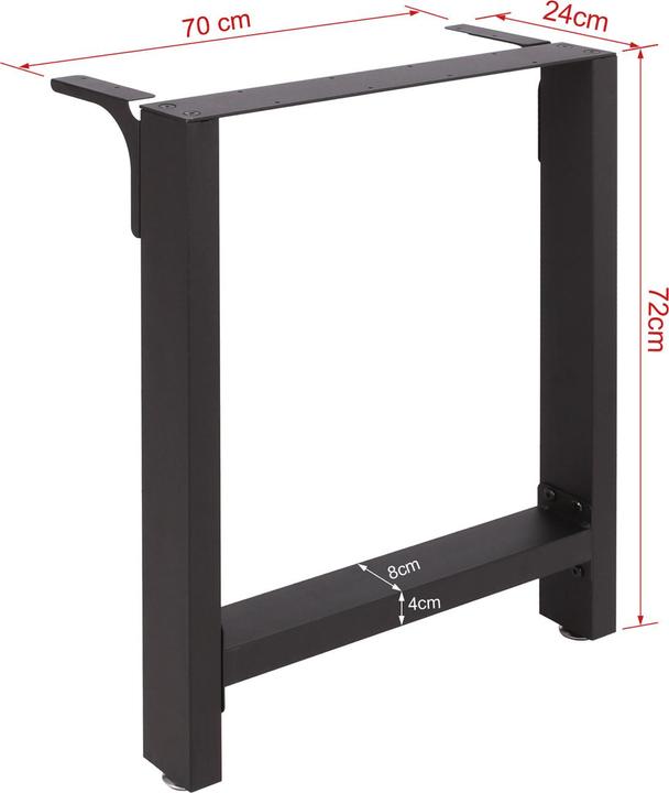 Produktbild Wiltec Tischbeine Set 70x72cm schwarz pulverbeschichtet Tischkufen Tischgestell