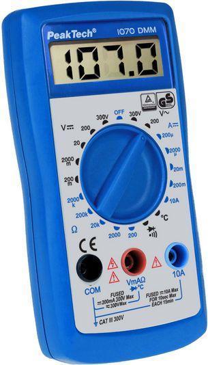 Produktbild Peaktech Digital-Multimeter RMS 3½-stelliges LCD/1999 Stellen 300 VAC 300 VDC 10 ADC ( 1070) (CAT III 300V)