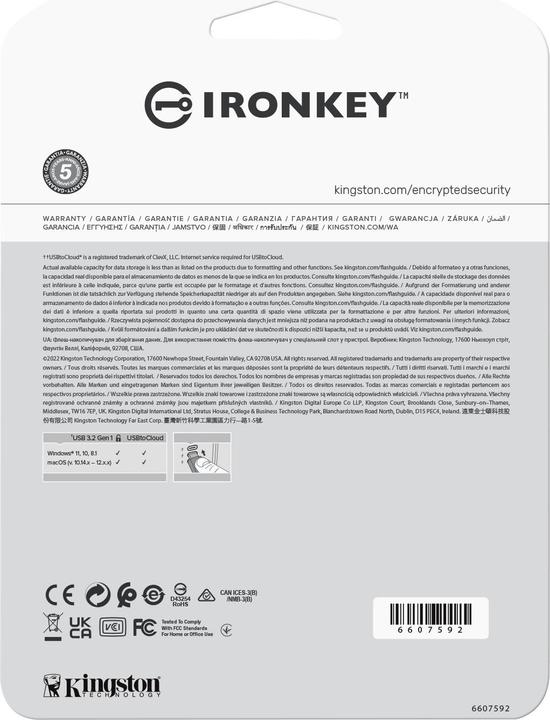 Immagine prodotto Kingston IronKey Locker+ 50 (16 GB, USB 3.2, USB-A)