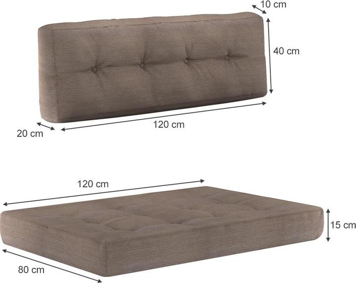 Produktbild Vicco Palettenkissen Set (120 x 40 x 20 cm, 120 x 80 x 15 cm)