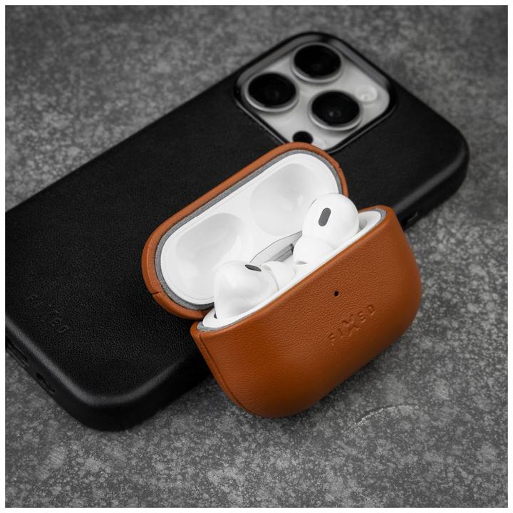Actual product image Fixed PodsLeather for Apple Airpods 3, brown (Headphone bag)