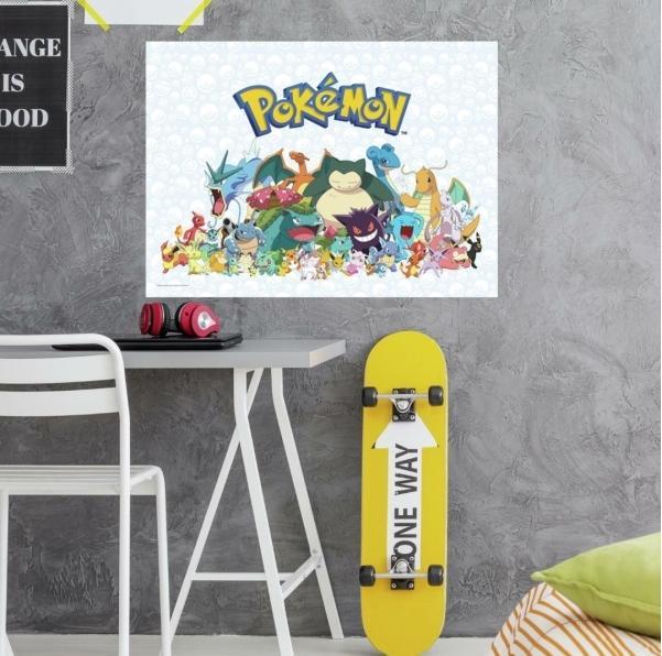 Produktbild Pokémon RoomMates RMK4769SLM Wandaufkleber mit Pokemon-Charakteren, zum Abziehen und Aufkleben, Blau, Gelb