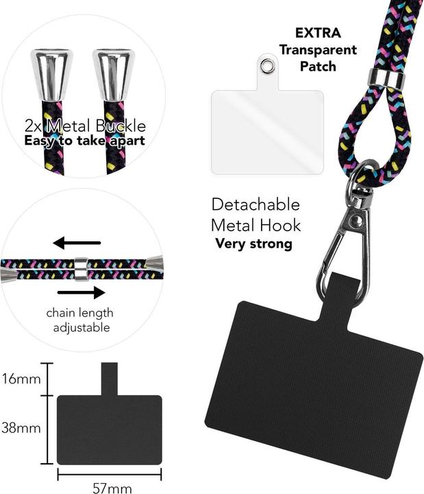 Actual product image Nalia Universal mobile phone necklace with pad