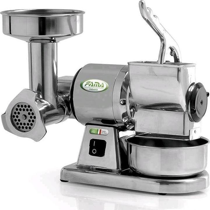 Actual product image Fama TG8 electric meat grinder with integrated hard cheese grater Aluminium cutting unit