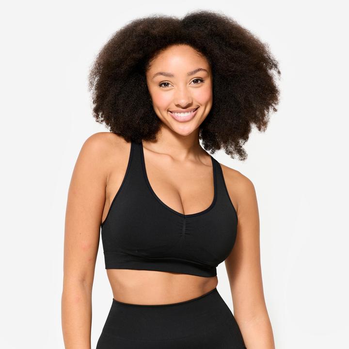 Image du produit Decathlon Soutien-gorge de sport femme maintien léger bretelles croisées - noir (S)