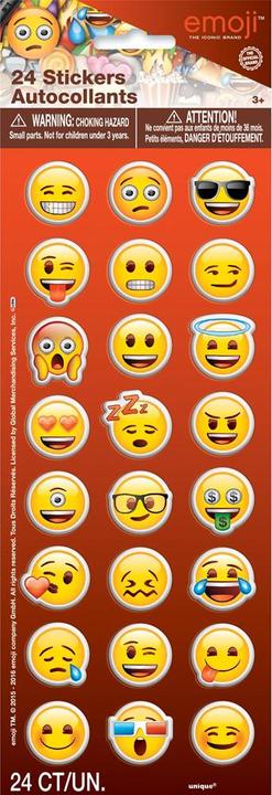 Emoji Gesichter 3DSticker 24erPack Kunststoff