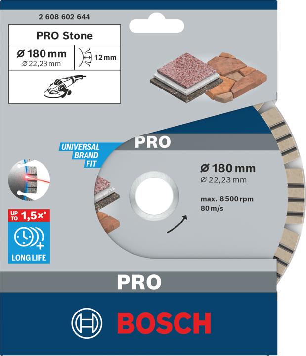 Actual product image Bosch Professional Zubehör PRO Stone diamond cutting disc, 180 x 22.23 mm