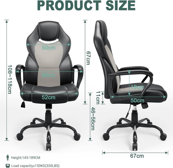 Actual product image Basetbl ergonomic office chair, grey