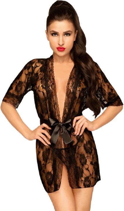 Actual product image Penthouse Lingerie Sweet retreat - Lace kimono with satin tie belt, 2 pieces - (M/L)