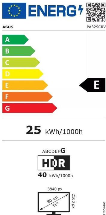 Energy Label ASUS ProArt PA329CRV (3840 x 2160 Pixels, 31.50")