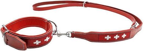 Actual product image Colly Leather collar with Swiss cross beaded, 50cm/3cm (3.5, 50, Dog, General)