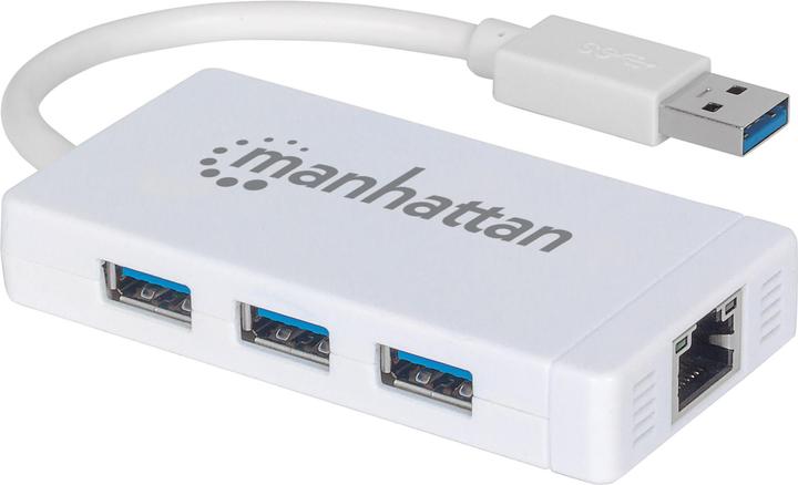 Immagine prodotto Manhattan 3-Port USB 3.0 Hub mit Gigabit Ethernet Adapter (USB-A, 4 Porti)
