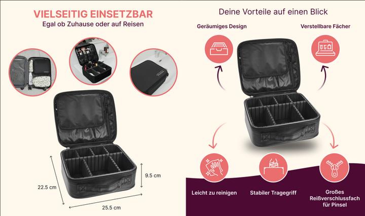 Image du produit Beauty Tool Case noir 22,5 x 25,5 x 9,5 cm, avec compartiments d'organisation