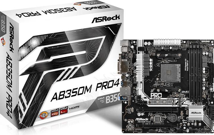 Produktbild AsRock AB350M Pro4 (AM4, AMD B350, mATX)