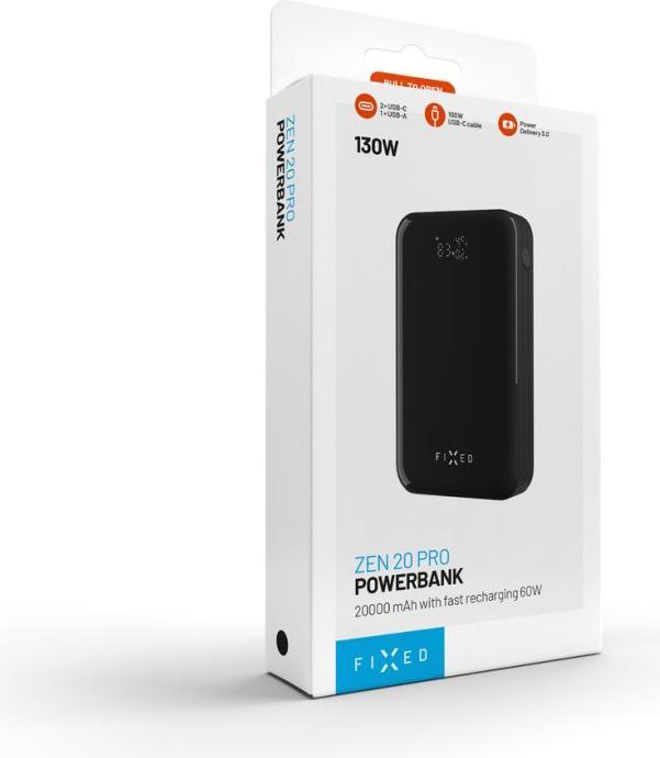 Actual product image Fixed Zen PRO USB-C PD 130W Power Bank 20,000 mAh Black (20000 mAh, 130 W, 74 Wh)