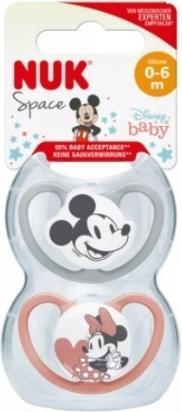 Image du produit NUK Sucette en silicone Disney Minnie Mouse Space, 0-6 mois, 2 pièces, grise & rouge (2 x, jusqu'à 6 M.)