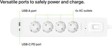 Produktbild Belkin Surgemaster Überspannungsschutz (4 x, 2 m)