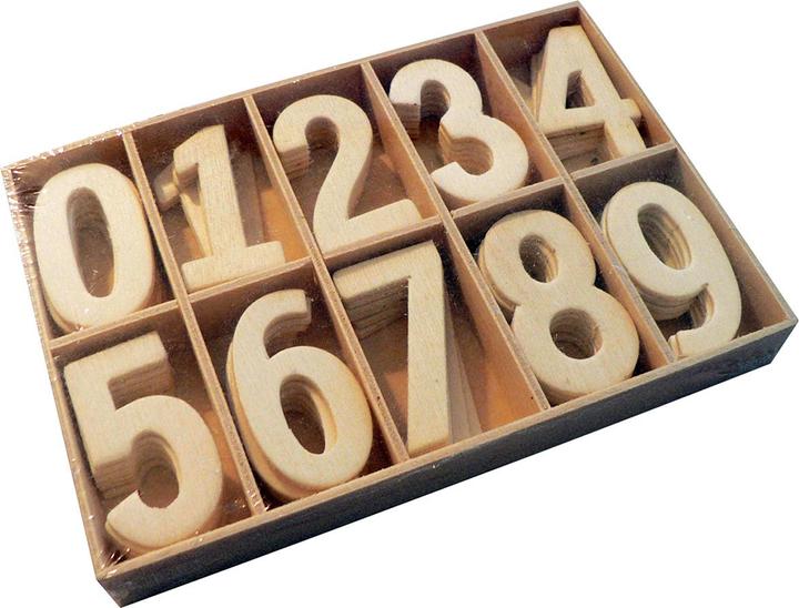 Actual product image Natura Punto Box with 6 sets of numbers made of wood, natural, for crafts and learning