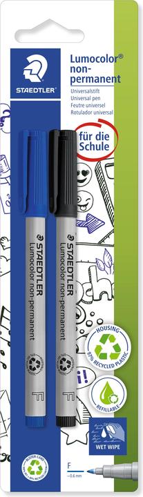 Actual product image Magni Lumocolor F non-permanent blue/black markers (Multinational, 0.60 mm, 2 x)