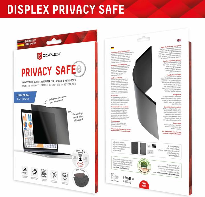 Image du produit Displex Privacy Safe, Laptop Blickschutzfilter (14", 16 : 9)