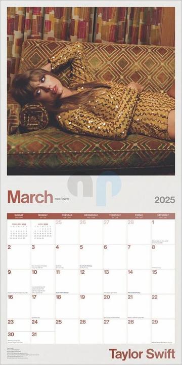 Actual product image Taylor Swift Square Wall Calendar 2025 (30.5 x 30.5 cm, No binding, Italian, Spanish, German, French, English)