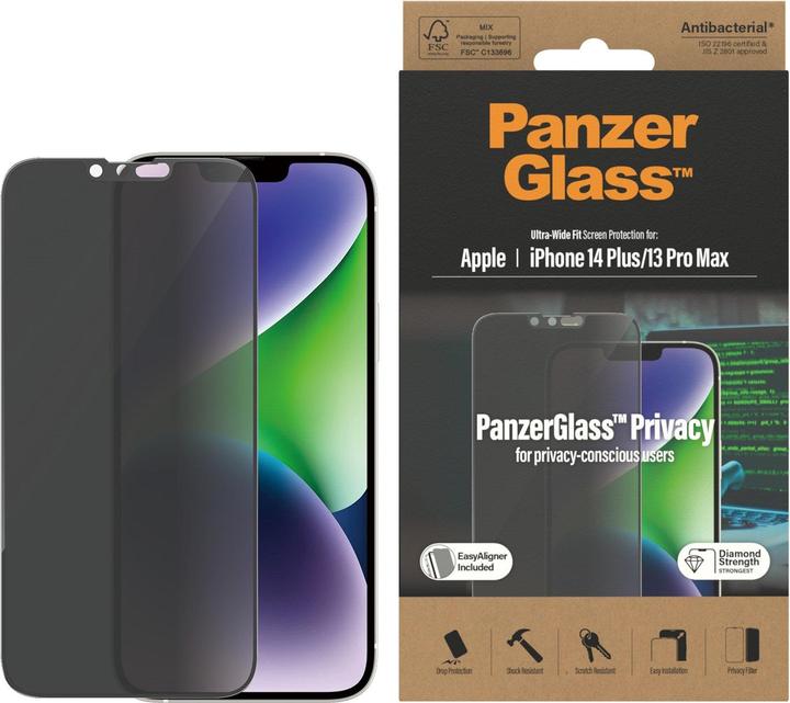 Immagine prodotto PanzerGlass Pellicola protettiva Ultra Wide Fit Privacy iPhone 14 Plus (1 Pezzo/i, Apple iPhone 13 Pro Max, Apple iPhone 14 Plus)