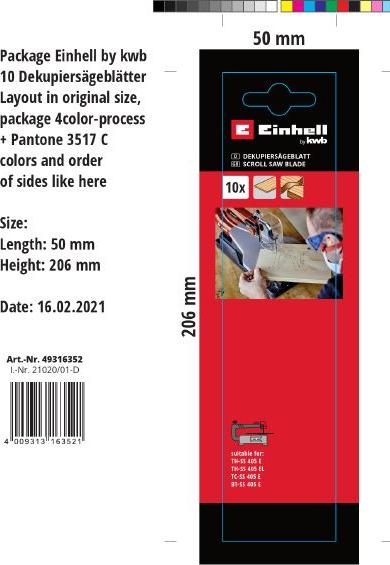 Produktbild Einhell Einh 10 Dekupiers?gebl?tter 49316352