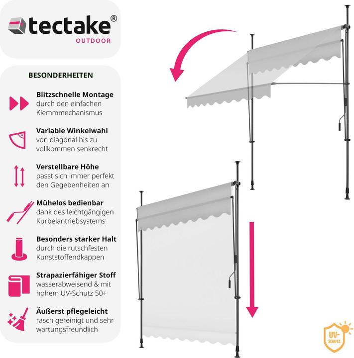 Immagine prodotto tectake Tenda da sole a morsetto (2 m)