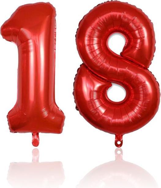Produktbild Hermex Folienballon Zahl 18 Rot Zahlenballon Geburtstagsparty Ballon 40cm
