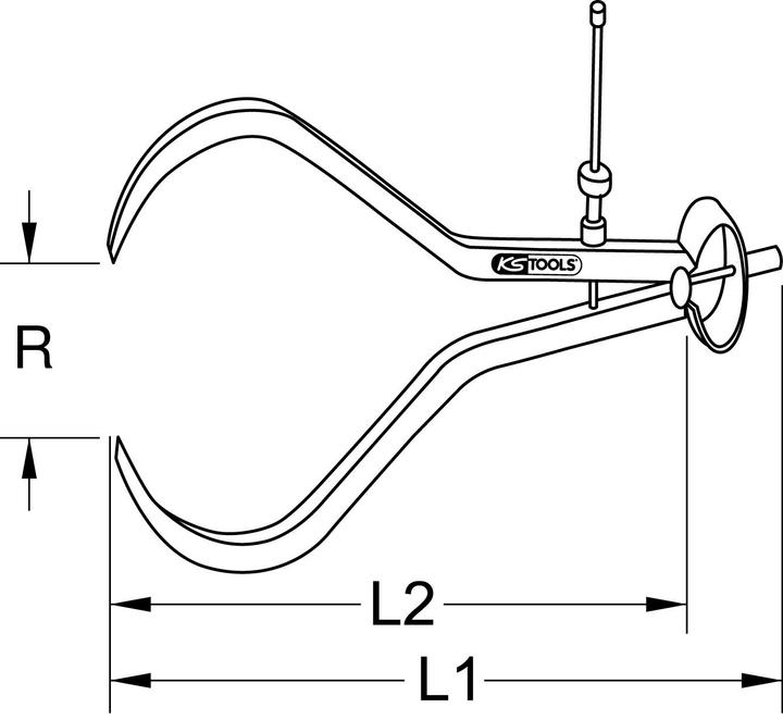 Image du produit KS Tools Compas droit à ressort - prise extérieure, embout trempé, rayon 280 mm.