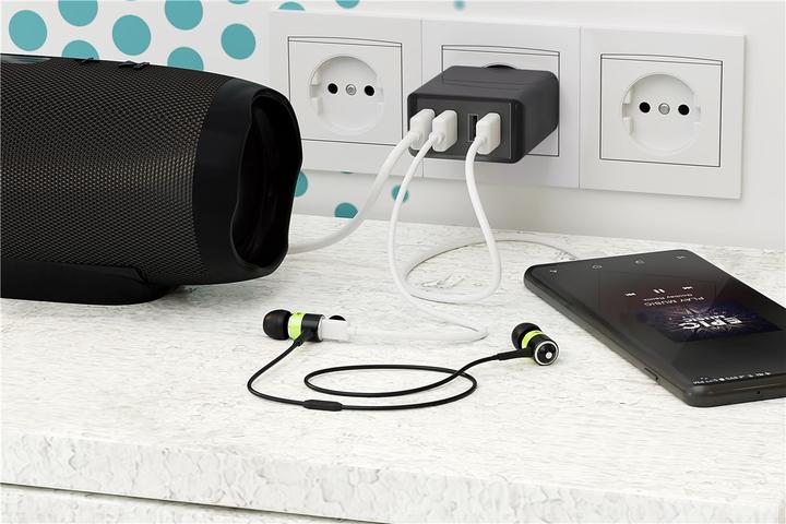 Actual product image Goobay 4-fold USB charger, multiple USB charger, 30W, charges up to 4 devices simultaneously, black (30 W)