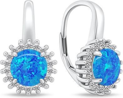 Brilio Silver - Elegant silver earrings with zircons and opals EA931WB