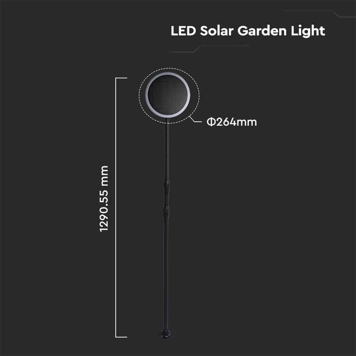 Image du produit V-TAC VT948 Lampe solaire de jardin à LED 8W Corps blanc et noir 4000K (500 lm, IP65)