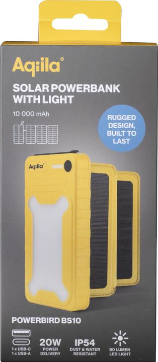 Actual product image Aqiila Powerbird BS10 - solar powerbank 10000 mAh (10000 mAh, 20 W, 37 Wh)