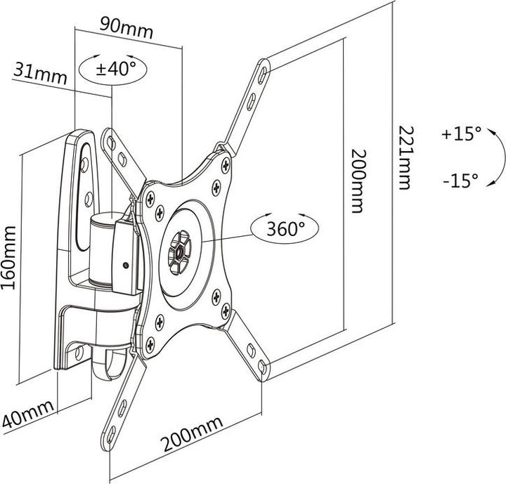 Image du produit Multibrackets VESA bras flexible 360 (Mur, 32", 15 kg)