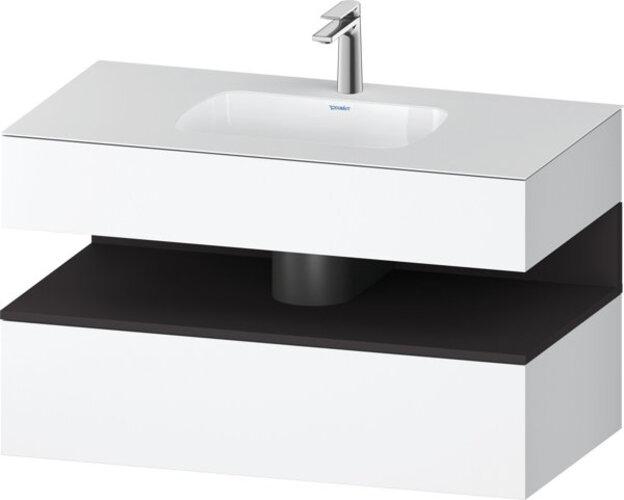 Duravit Qatego Einbauwaschtisch mit Konsolenwaschtischunterbau, 1000x550x600mm, Nische Graphit Super