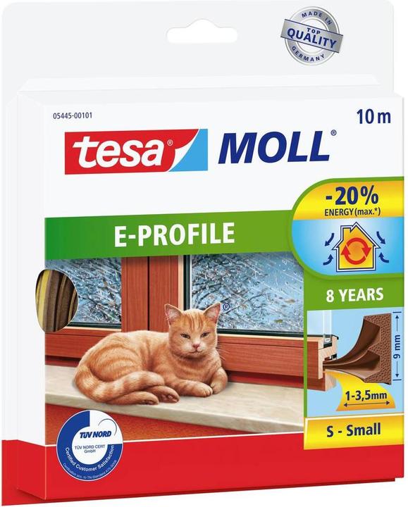 tesa tesamoll CLASSIC E-Profil Fensterdichtung, Gummidichtung zum Isolieren