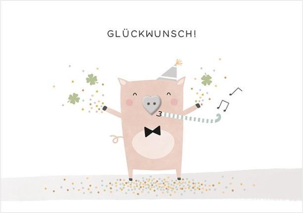Produktbild Grusskarte Glücksschweinchen
